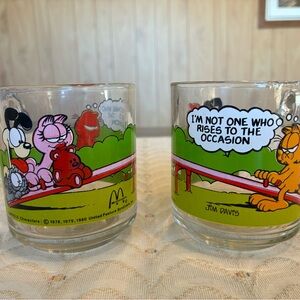 McDonald's Garfield Cartoon Glasses with Green and Red Accents